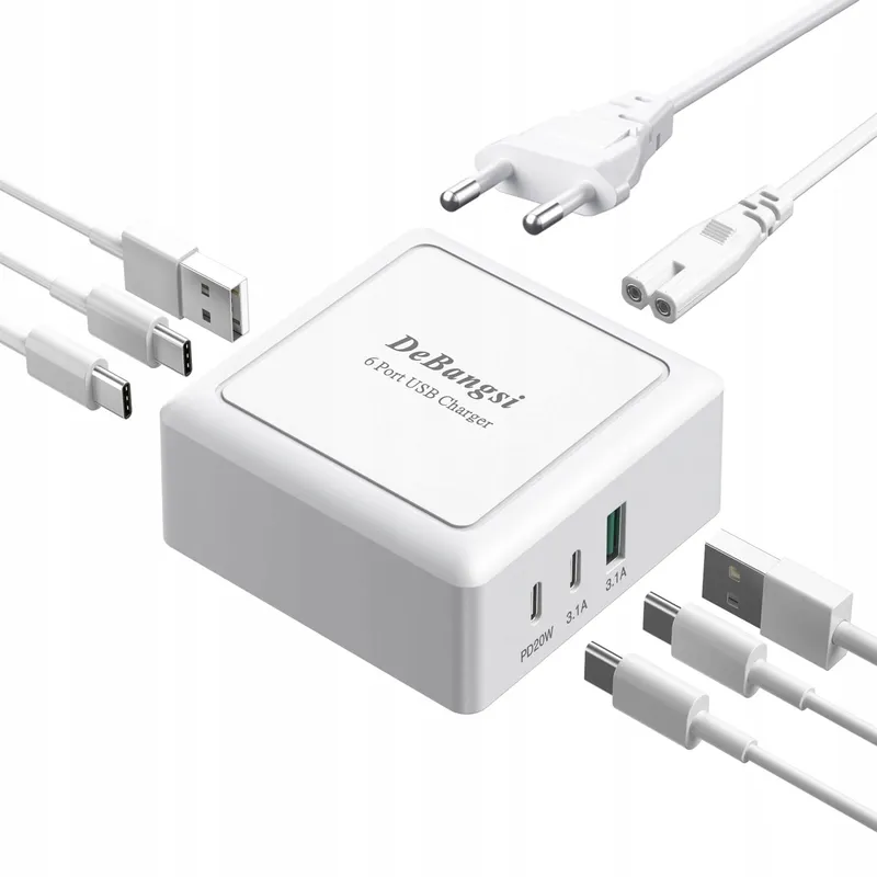 HONGYEE USB C Oplader 50W 6-Poorts Snelladen iPhone Android — foto 1