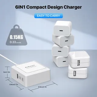 HONGYEE USB C Oplader 50W 6-Poorts Snelladen iPhone Android — miniatuur 7