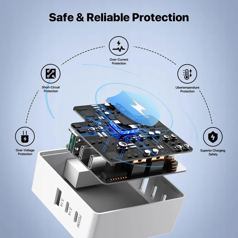 HONGYEE USB C Oplader 50W 6-Poorts Snelladen iPhone Android — foto 5