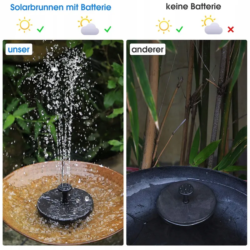 AISITIN Solar Fontein 6.5W met 1500mAh Batterij voor Tuin Vijver — foto 5