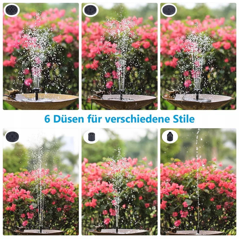 AISITIN Solar Fontein 6.5W met 1500mAh Batterij voor Tuin Vijver — foto 3