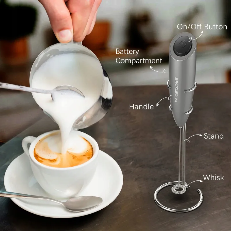 SIMPLETASTE Elektrische Melkschuimer Handmatig Cappuccino Latte — foto 4