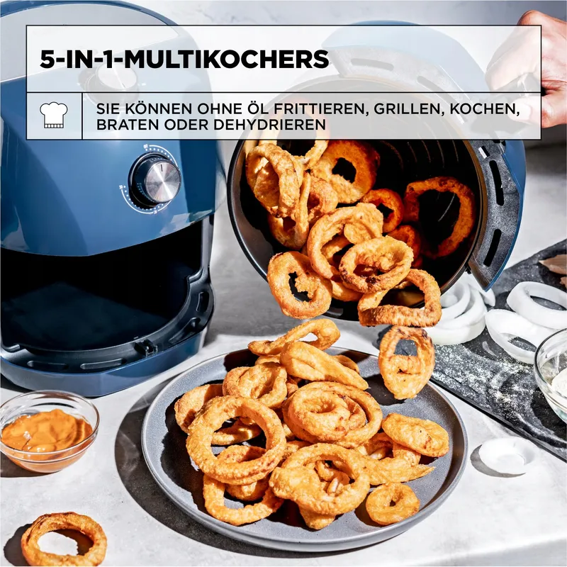 CRUX Airfryer 3,5L Snel Voorverwarmen Staal Blauw — foto 4