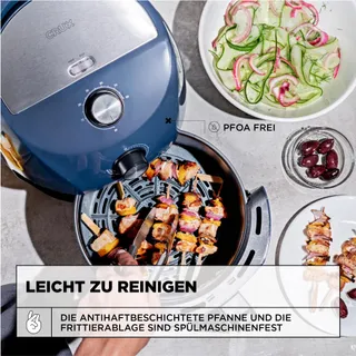 CRUX Airfryer 3,5L Snel Voorverwarmen Staal Blauw — miniatuur 6