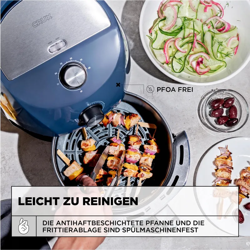 CRUX Airfryer 3,5L Snel Voorverwarmen Staal Blauw — foto 6