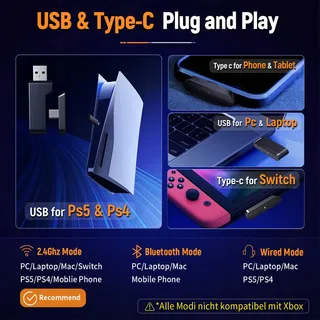 OZEINO OW810 Draadloze Gaming Headset USB C 20u — miniatuur 5