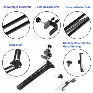 Universele Tablethouder voor Bed Aluminium Arm 360° — miniatuur 8