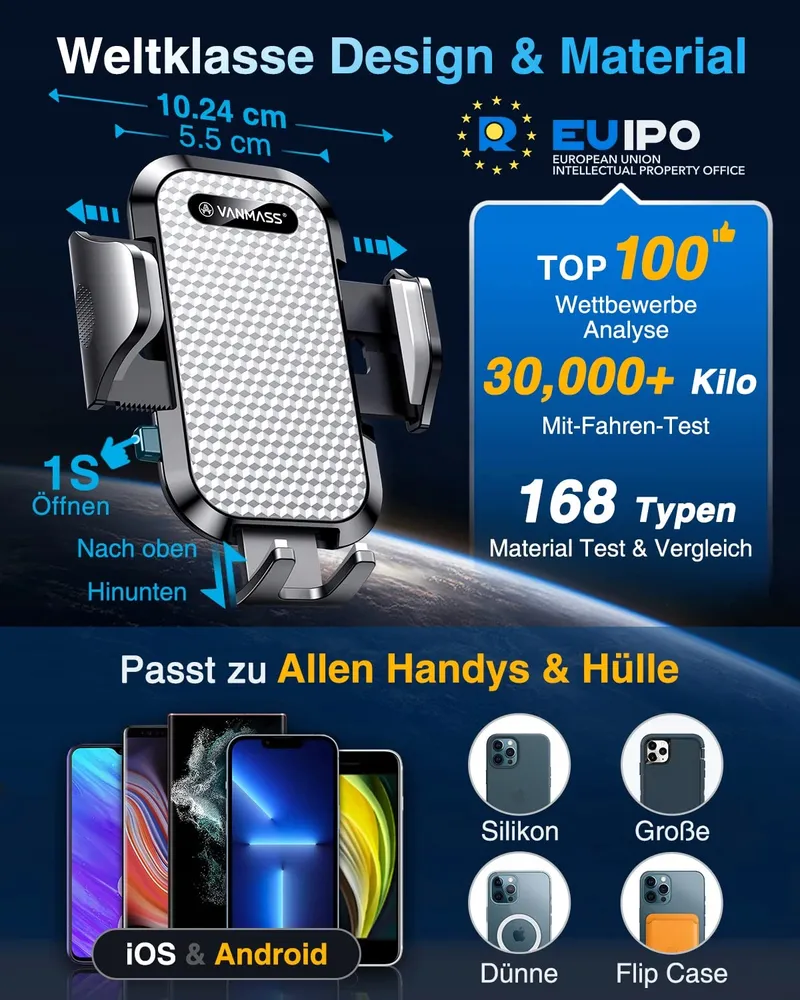 VANMASS Autohouder 360 voor iPhone Android Wit — foto 3