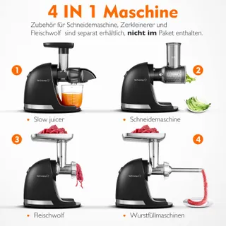 AMZCHEF Slowjuicer Groenten en Fruit Mat Zwart — miniatuur 6
