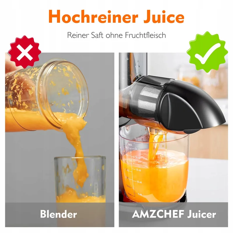 AMZCHEF Slowjuicer Groenten en Fruit Mat Zwart — foto 5