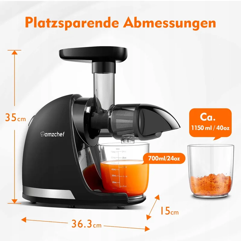 AMZCHEF Slowjuicer Groenten en Fruit Mat Zwart — foto 9
