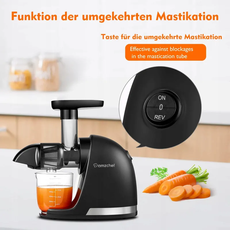 AMZCHEF Slowjuicer Groenten en Fruit Mat Zwart — foto 8