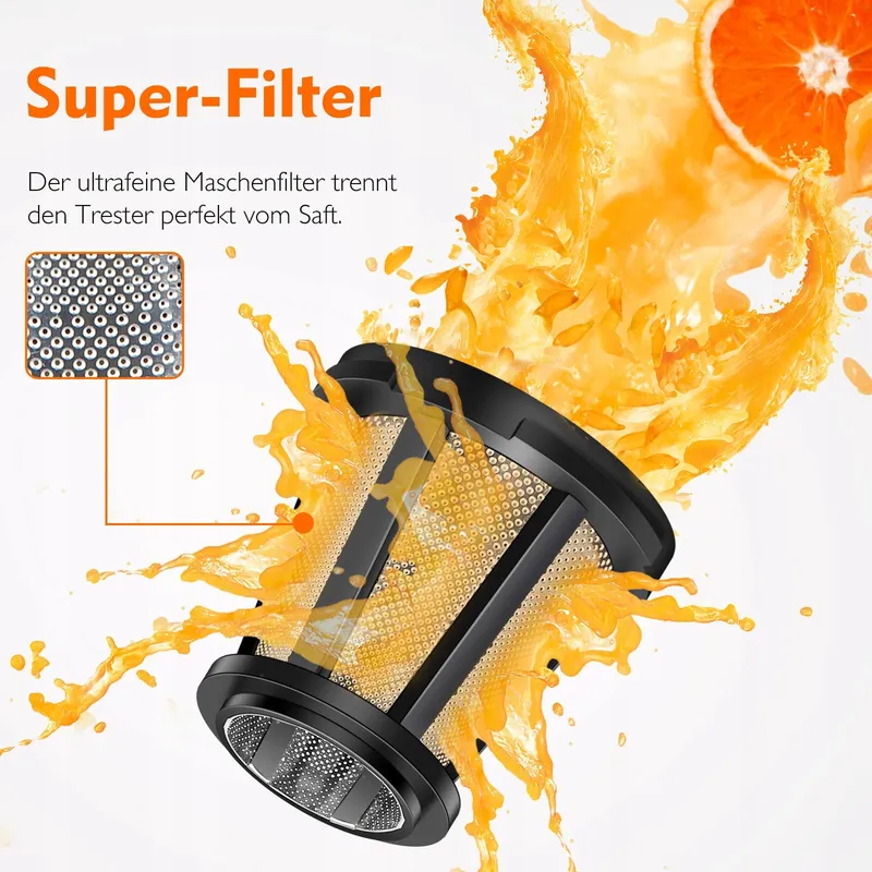 AMZCHEF Slowjuicer Groenten en Fruit Mat Zwart — foto 4