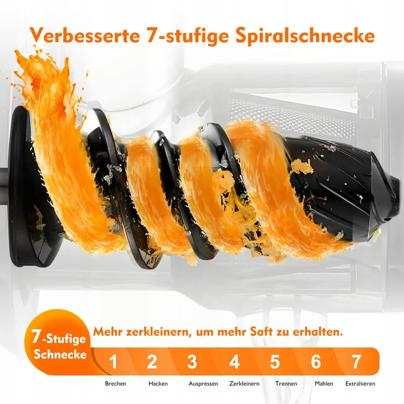 AMZCHEF Slowjuicer Groenten en Fruit Mat Zwart — foto 3
