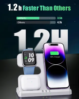 JARGOU Draadloze Oplader 3-in-1 iPhone Apple Watch AirPods — miniatuur 2