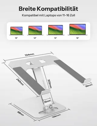 OMOTON Aluminium Laptopstandaard Verstelbaar MacBook Samsung Zilver — miniatuur 6
