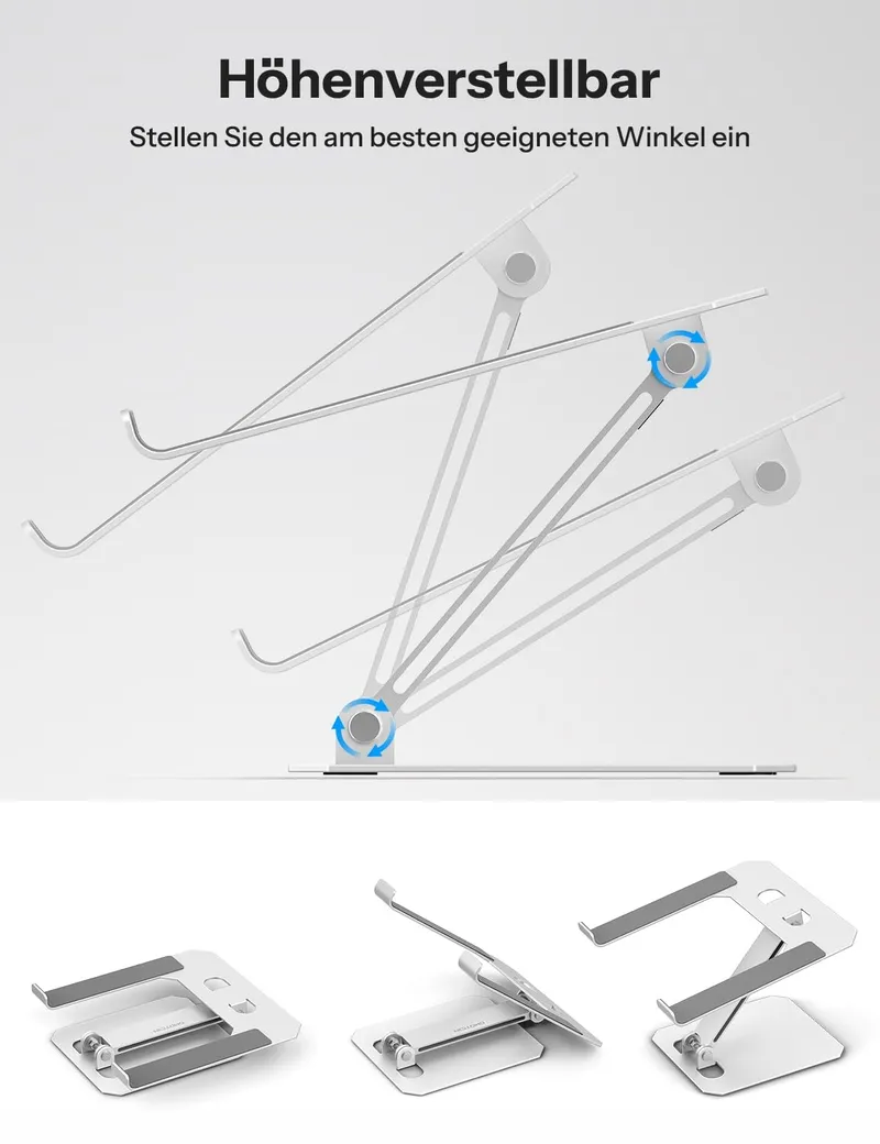 OMOTON Aluminium Laptopstandaard Verstelbaar MacBook Samsung Zilver β foto 2