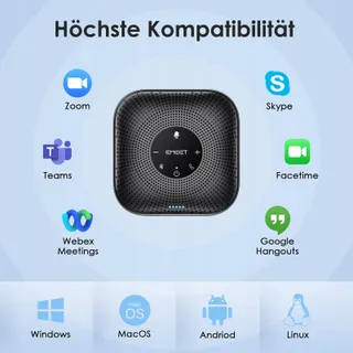 EMEET M0 Plus Conferentiespreker 4 Microfoons 360 USB PC Skype — miniatuur 8