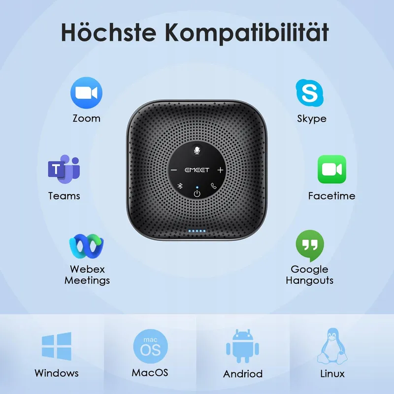EMEET M0 Plus Conferentiespreker 4 Microfoons 360 USB PC Skype — foto 8