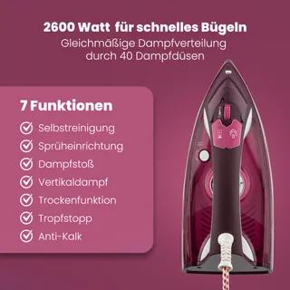 CLATRONIC Stoomstrijkijzer 2600W Keramische Zool 350ml — miniatuur 3