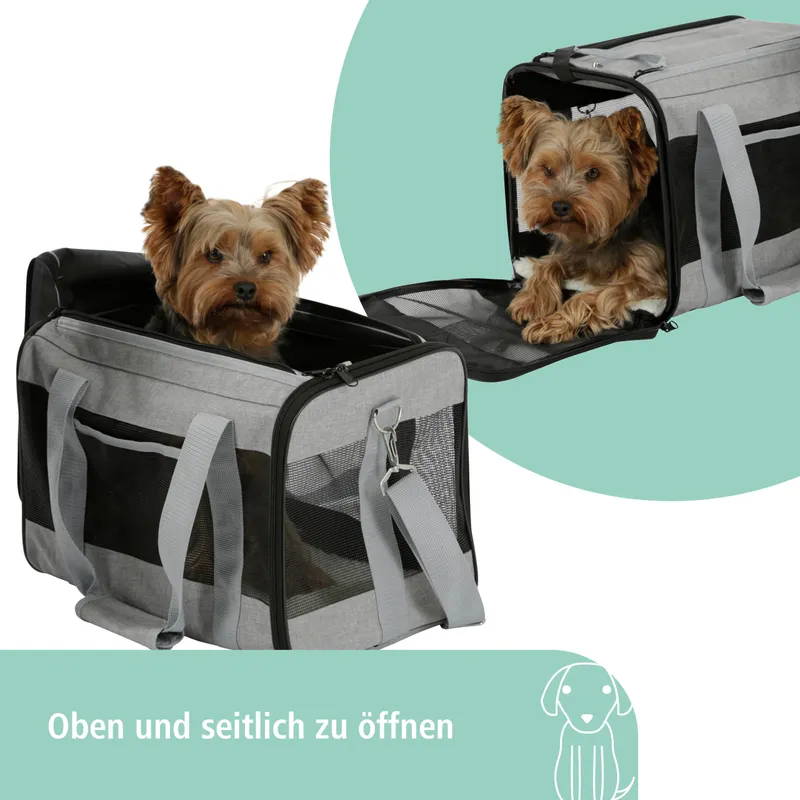 KERBL Transporttas Huisdieren tot 12kg Grijs Zwart 52x31x31cm — foto 4