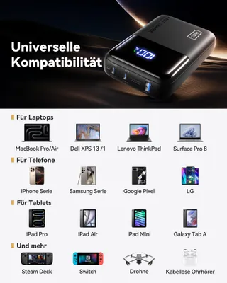 INIU Powerbank 100W 25000mAh USB C voor Telefoon en Laptop — miniatuur 7