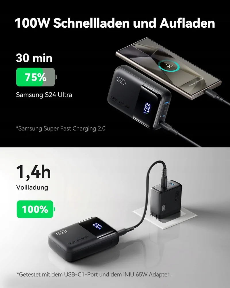 INIU Powerbank 100W 25000mAh USB C voor Telefoon en Laptop — foto 3