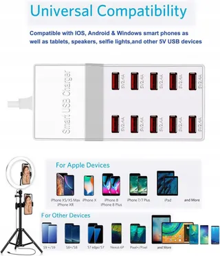 BINAMAO USB Oplader 50W 10-Poorts iPhone iPad Samsung Huawei — miniatuur 9