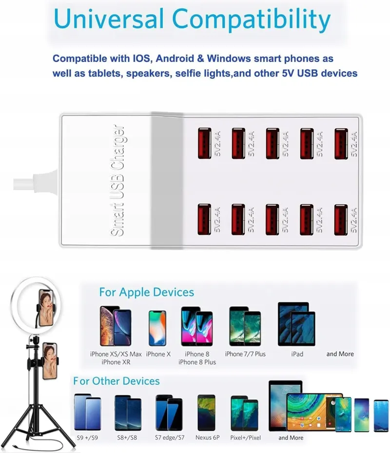 BINAMAO USB Oplader 50W 10-Poorts iPhone iPad Samsung Huawei — foto 9