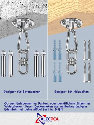 ALECPEA Stalen Haak 400kg Bokszak Hangmat Schommel Binnen Buiten — miniatuur 3