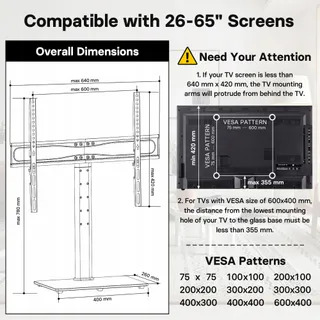 BONTEC TV Standaard 26-65 Inch LCD LED OLED 45kg Verstelbaar — miniatuur 3