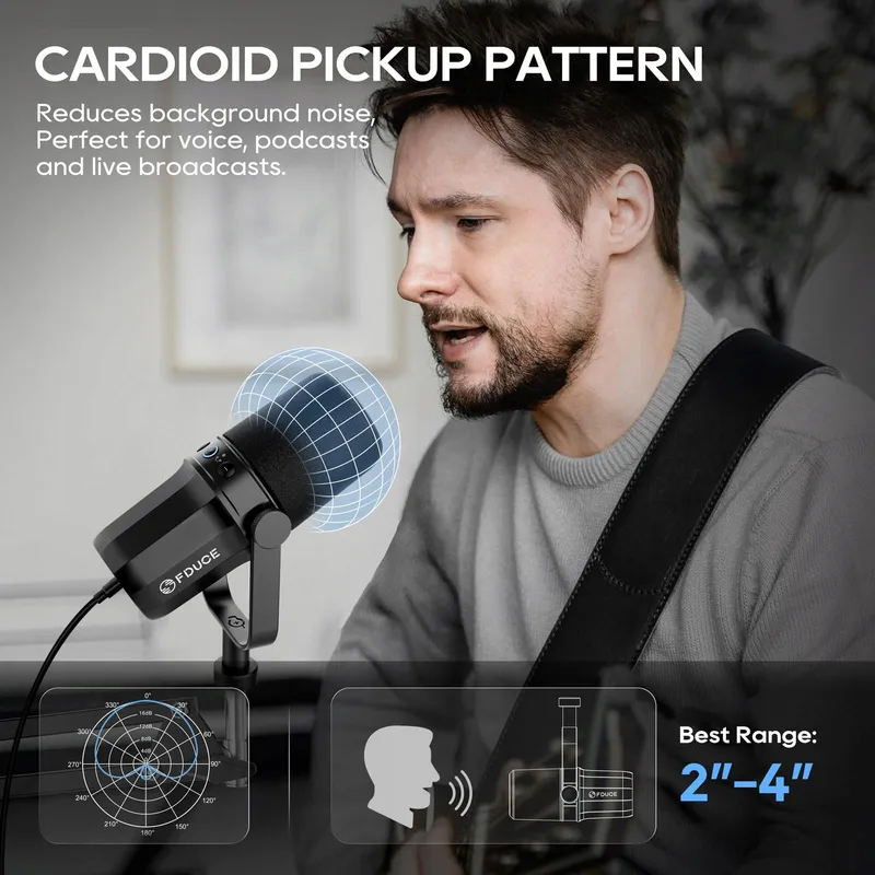 FDUCE SL40+ USB XLR Microfoon Podcast Gaming Streaming — foto 6