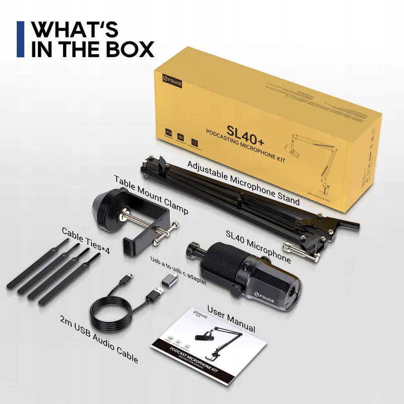 FDUCE SL40+ USB XLR Microfoon Podcast Gaming Streaming — foto 9