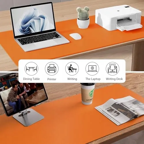 AOTHIA Bureau-onderlegger Leer Waterdicht 91x43cm Oranje — foto 7