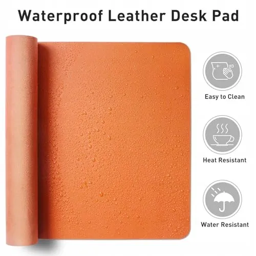 AOTHIA Bureau-onderlegger Leer Waterdicht 91x43cm Oranje — foto 2