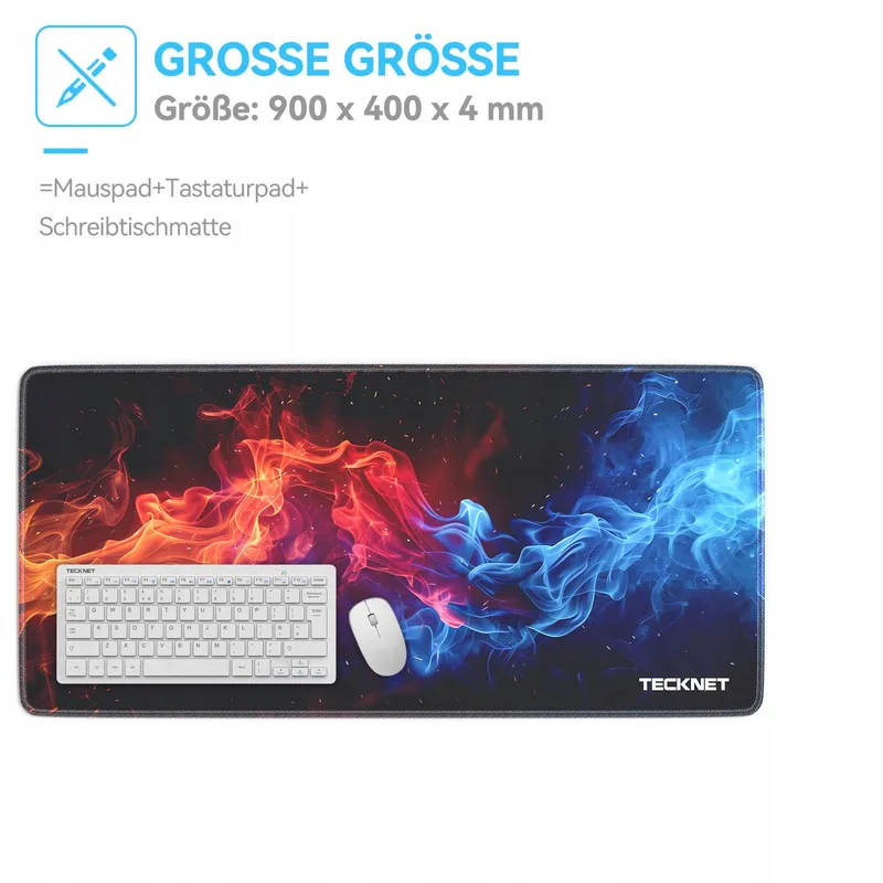 TECKNET Muismat XXL 900x400mm Zwart Waterdicht — foto 3