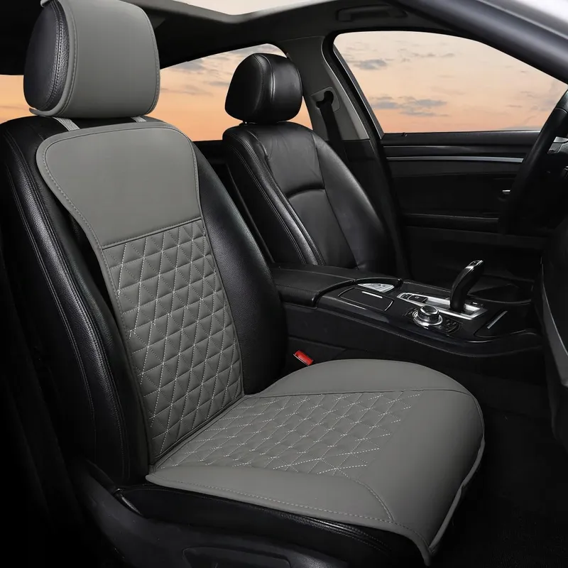 BLACK PANTHER Luxe Leren Autostoelhoes Grijs — foto 1