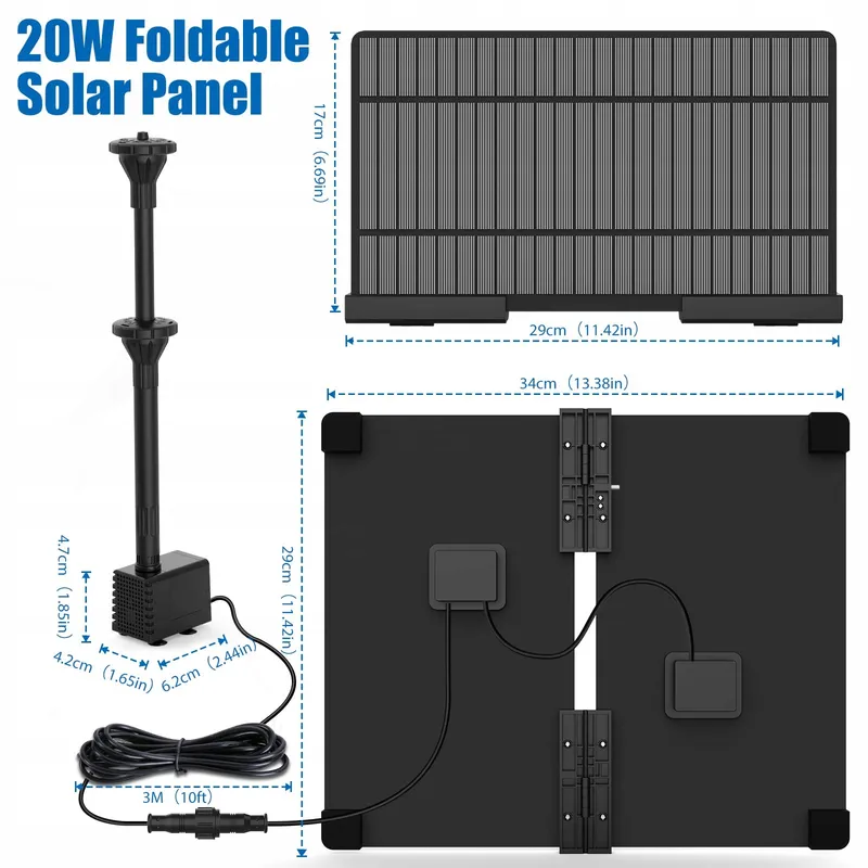 AISITIN Solar Tuinfontein 20W DIY Verstelbare Standaard — foto 2