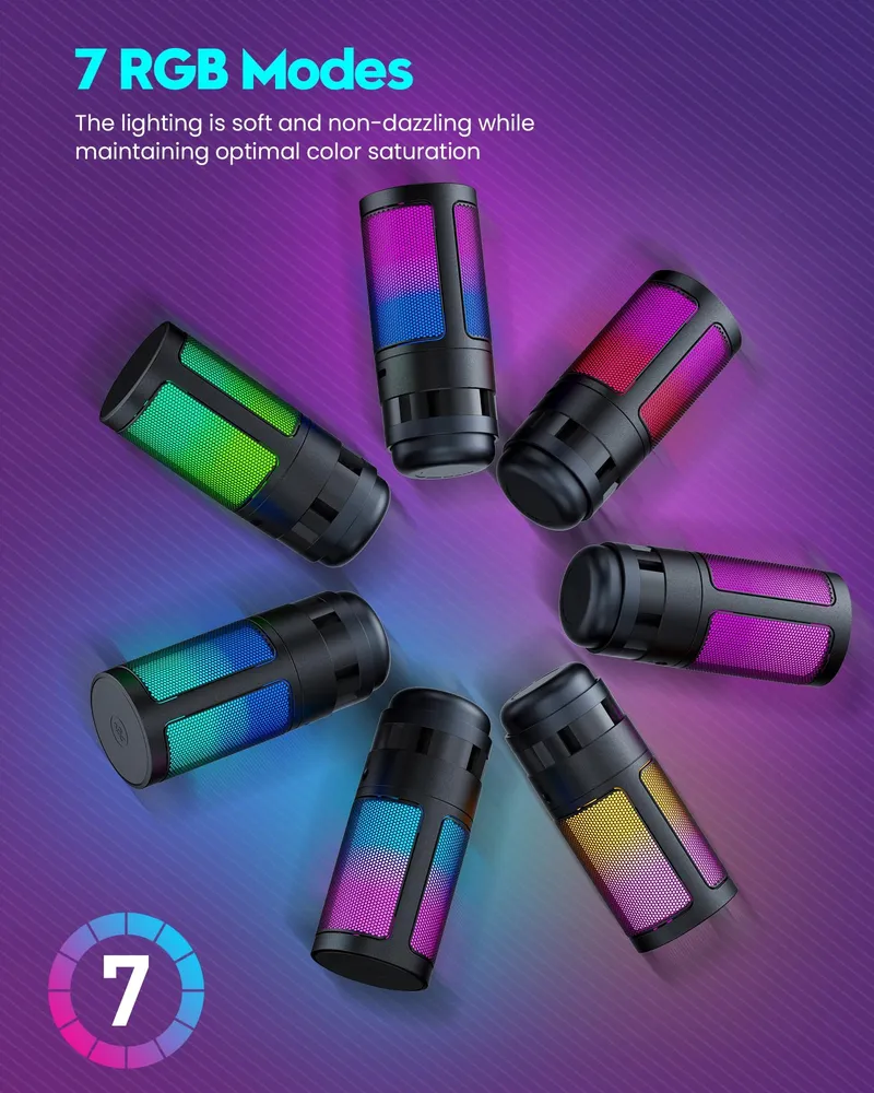 QIUOIO Gaming USB Microfoon RGB Streaming Podcast PC PS4 PS5 Mac — foto 6
