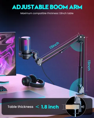 QIUOIO Gaming USB Microfoon RGB Streaming Podcast PC PS4 PS5 Mac — miniatuur 5