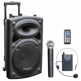 IBIZA Draagbare Speaker 12" 700W Bluetooth USB SD 2 Microfoons Tas — miniatuur 1