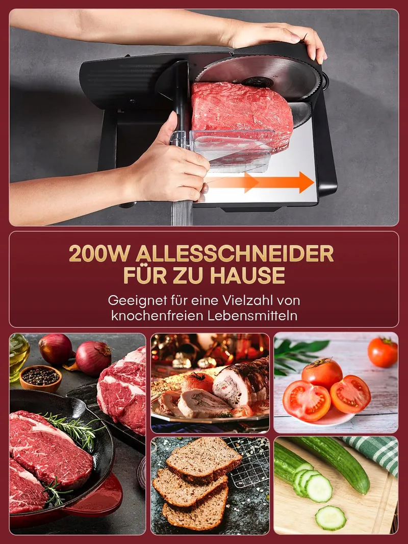 FOHERE 200W Elektrische Snijmachine Brood Vlees Fruit — foto 2