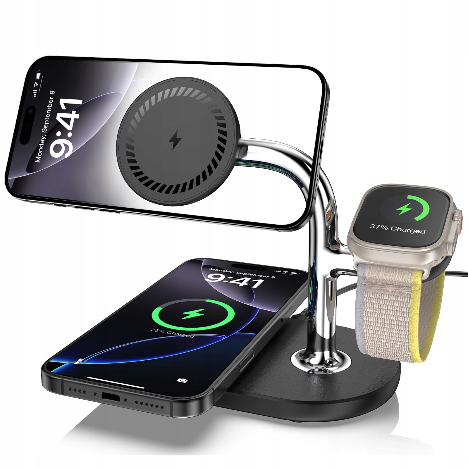 ZENGOOSE Draadloze Oplader 3-in-1 iPhone Apple Watch AirPods