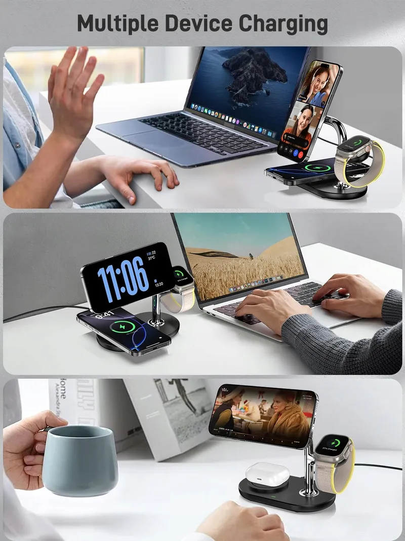 ZENGOOSE Draadloze Oplader 3-in-1 iPhone Apple Watch AirPods — foto 6
