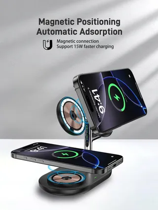 ZENGOOSE Draadloze Oplader 3-in-1 iPhone Apple Watch AirPods — miniatuur 2