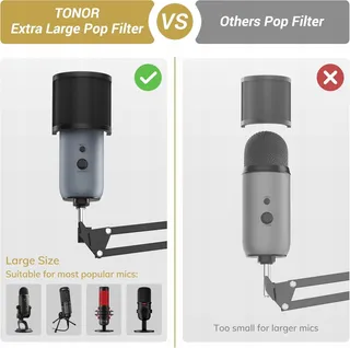 TONOR Microfoonarm Bureau Popfilter HyperX Blue Yeti Rode — miniatuur 4