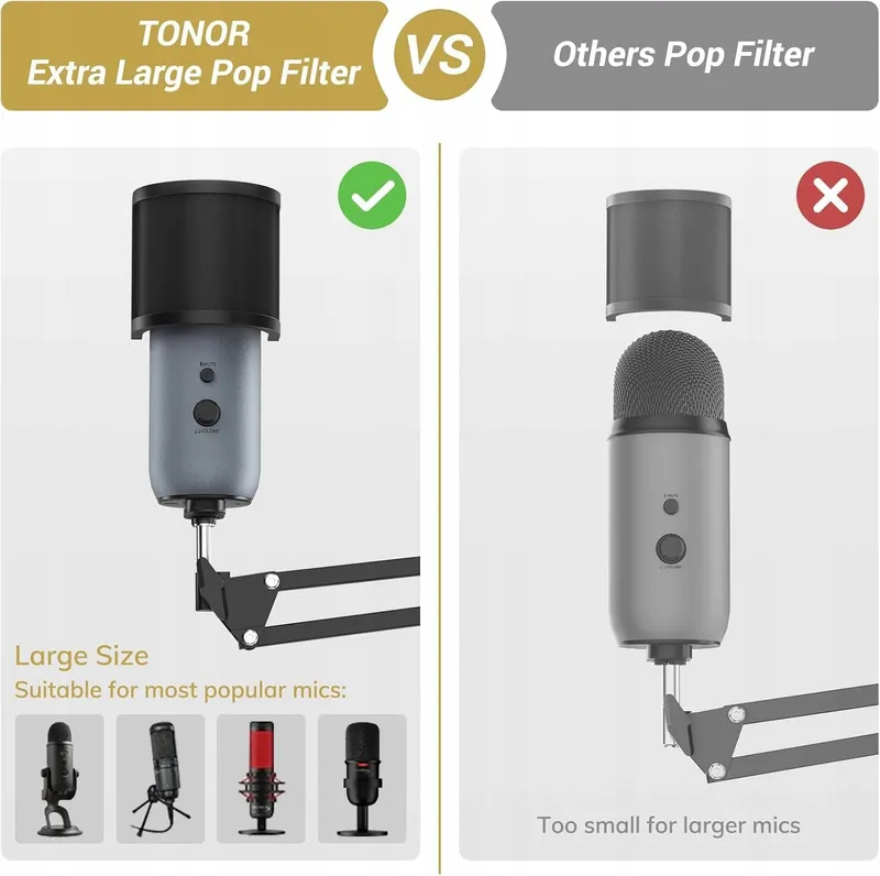 TONOR Microfoonarm Bureau Popfilter HyperX Blue Yeti Rode — foto 4