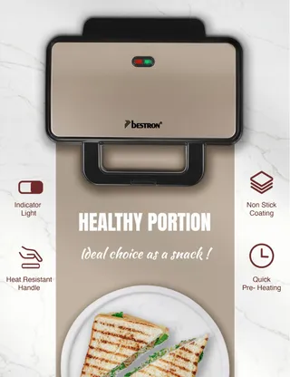 BESTRON XL Sandwichmaker 2 Sandwiches Automatische Temperatuurregeling — miniatuur 1