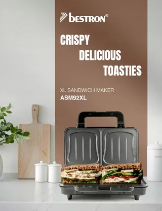 BESTRON XL Sandwichmaker 2 Sandwiches Automatische Temperatuurregeling — miniatuur 9