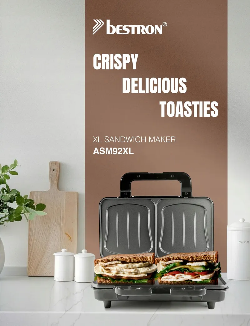 BESTRON XL Sandwichmaker 2 Sandwiches Automatische Temperatuurregeling — foto 9